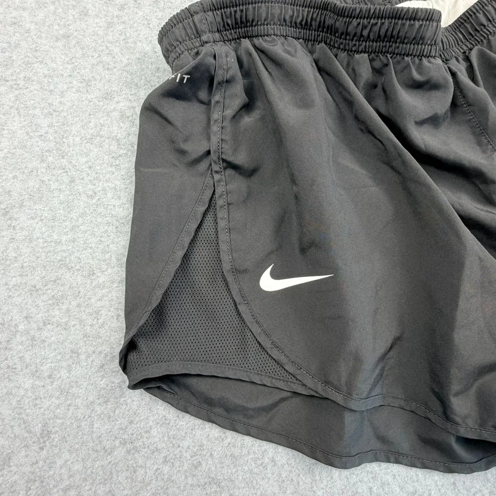 Nike Dri-FIT Womens Running Shorts Black Mesh Trim Size M 3 Inch Inseam